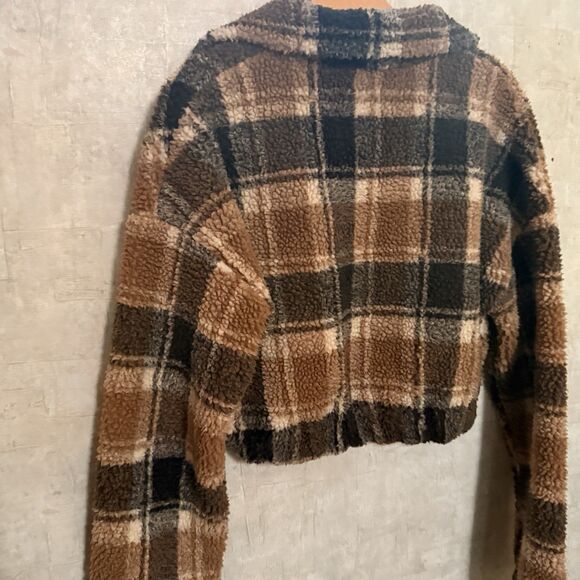 3/$25 zaful sweater Cropped Medium S brown black neutrals 21" bust A4 - Picture 9 of 10